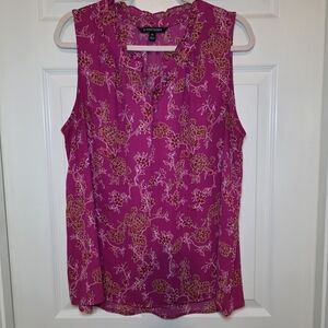41 Hawthorn Prinsloo pink floral ruffle sleeveless blouse Sz XXL